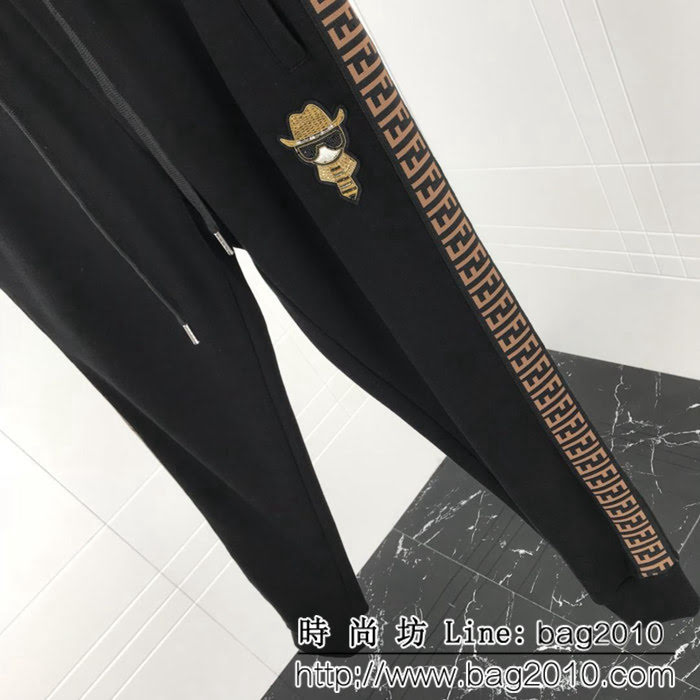 FENDI芬迪 18秋冬新款 金色串珠老佛爺印度絲 衛褲 特別款 ydi1133